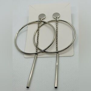 Silver Hoop Earrings with bar drop NWOT